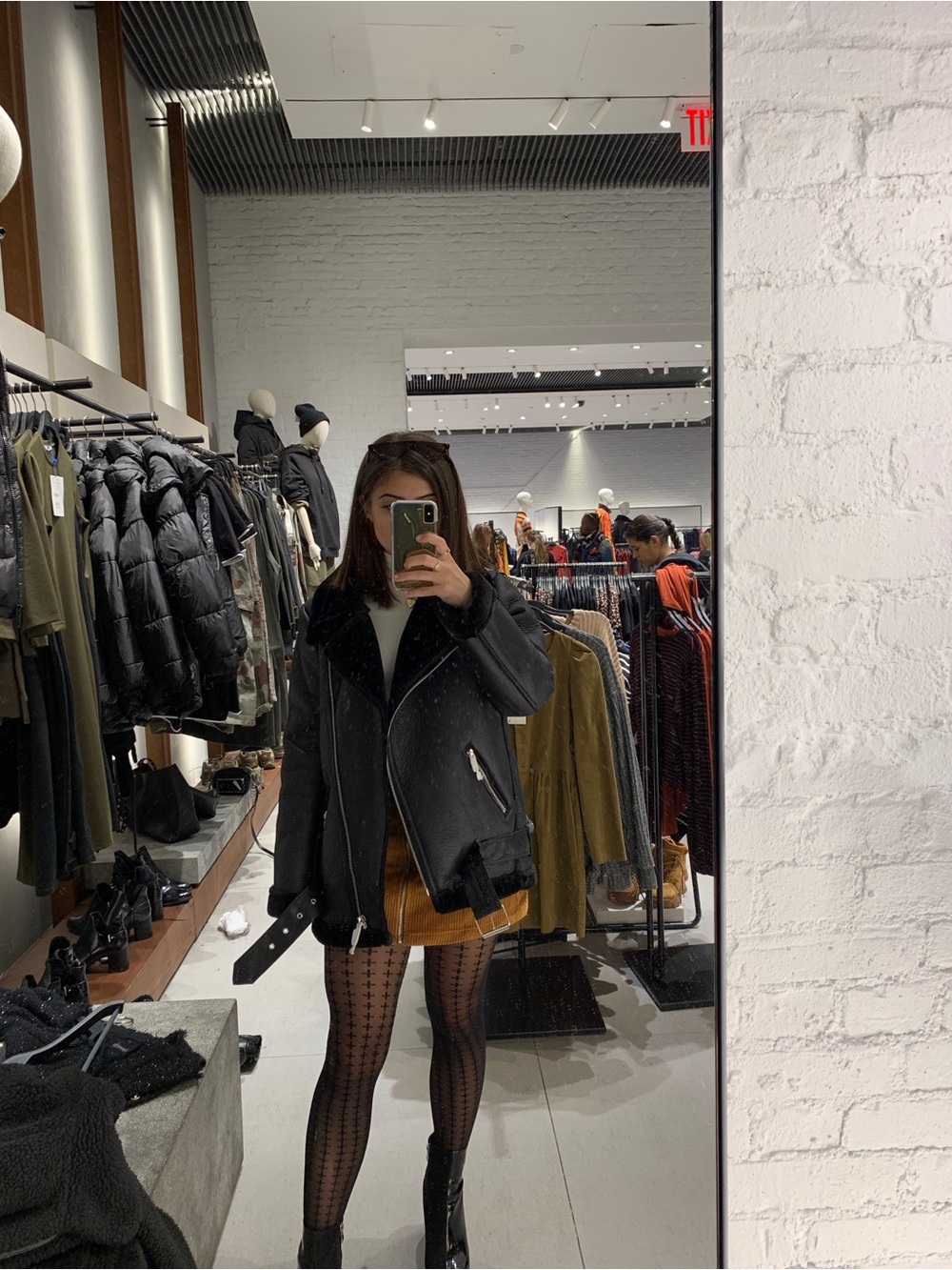 Zara Black Leather-Look Biker Jacket with Silver Hardware